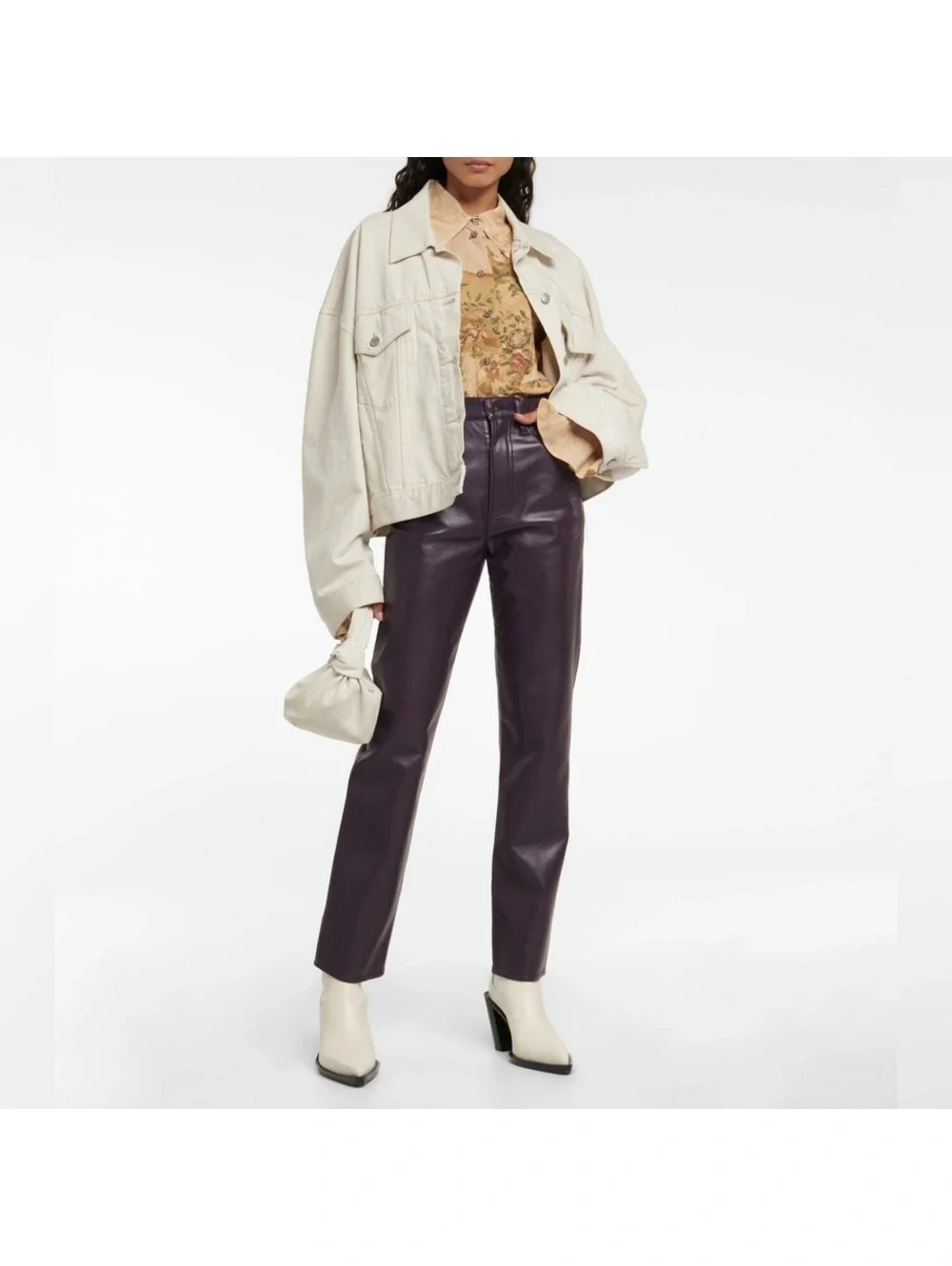 Agolde 90s Pinch Waist High Rise Straight Recycled Leather Jeans, NWT, Size 27
